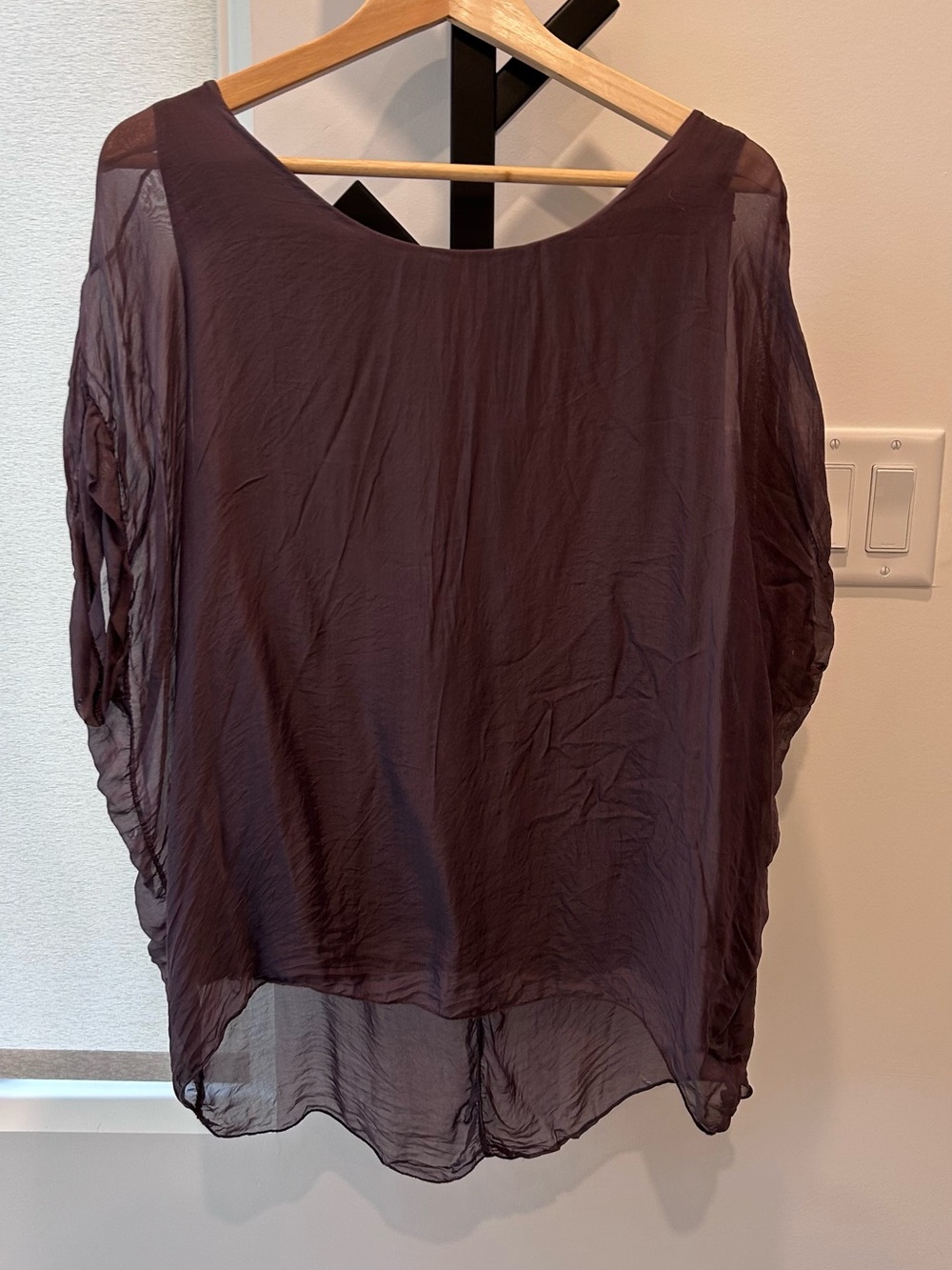 Sheer Dolman Sleeve Women's Top - Deep Plum